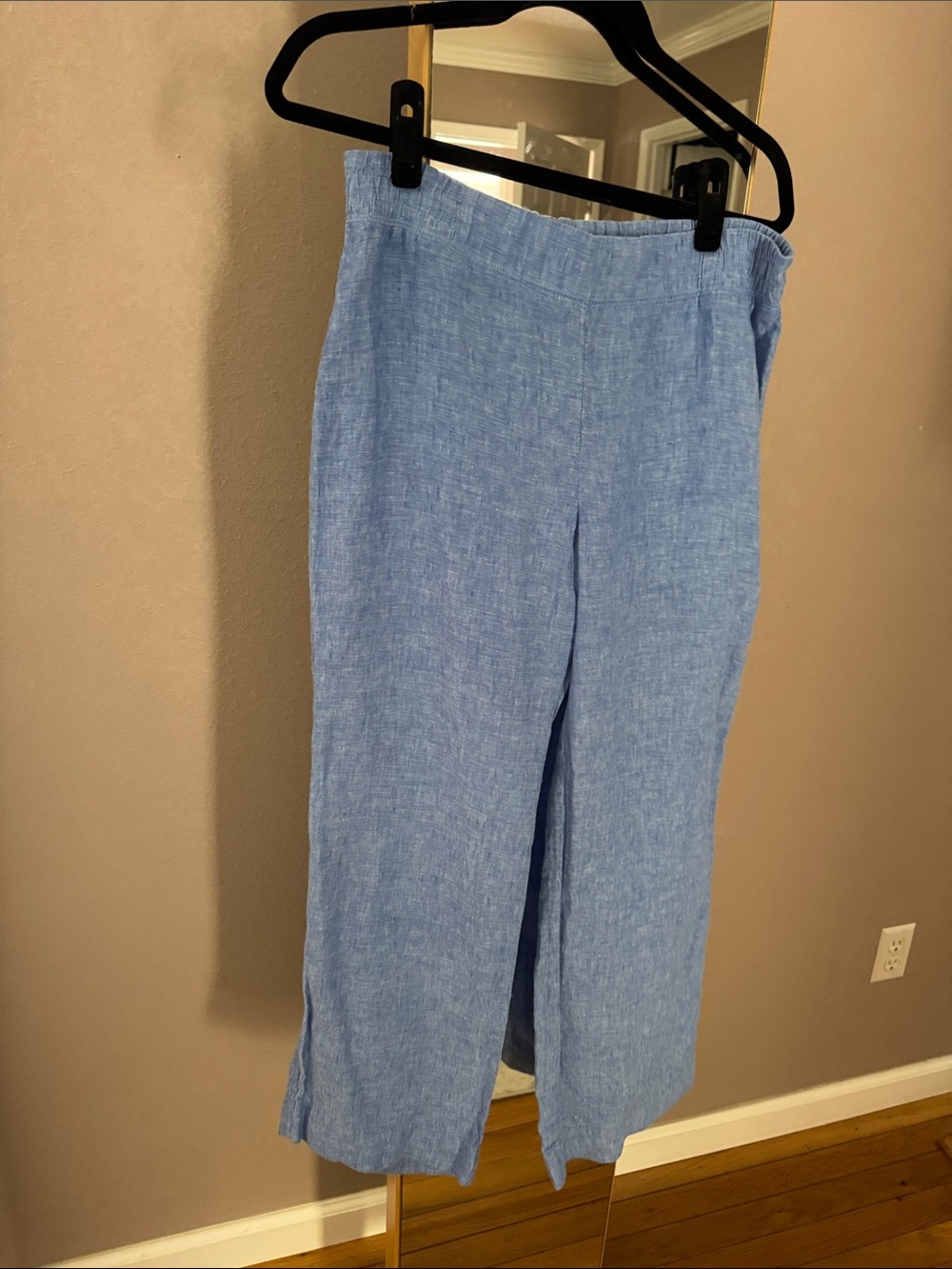 Lilly Pulitzer Blue Wide-Leg Linen-Blend Pants